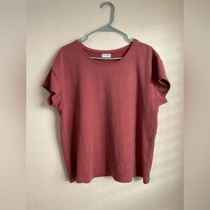 Tommy John Waffle Knit  Women's Short Sleeve Tee - Brick Red size L